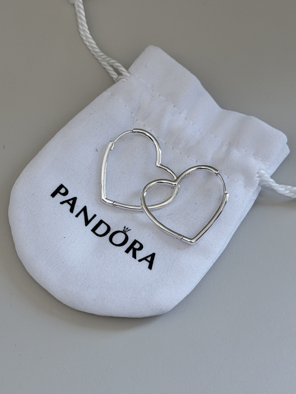 Pandora Silver Open Heart Hoop Earrings